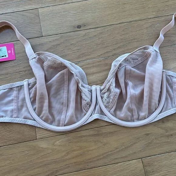 NEW Curvy Kate Eye Spy Balcony Bra 38F NWT Blush Pink Nude Sheer Large Bust - Picture 8 of 10